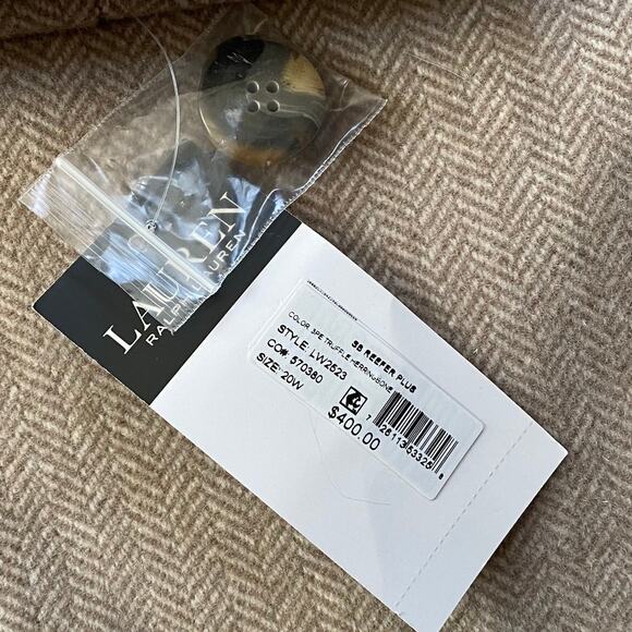 NWT Lauren Ralph Lauren Reefer Coat Plus Size 20W Wool Herringbone Beige $400 - Picture 6 of 8